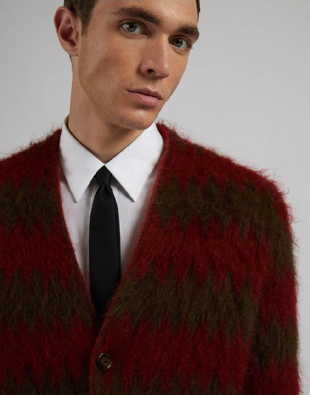 Lardini Cardigan in kid mohair con lavorazione jacquard bicolore Hotsell