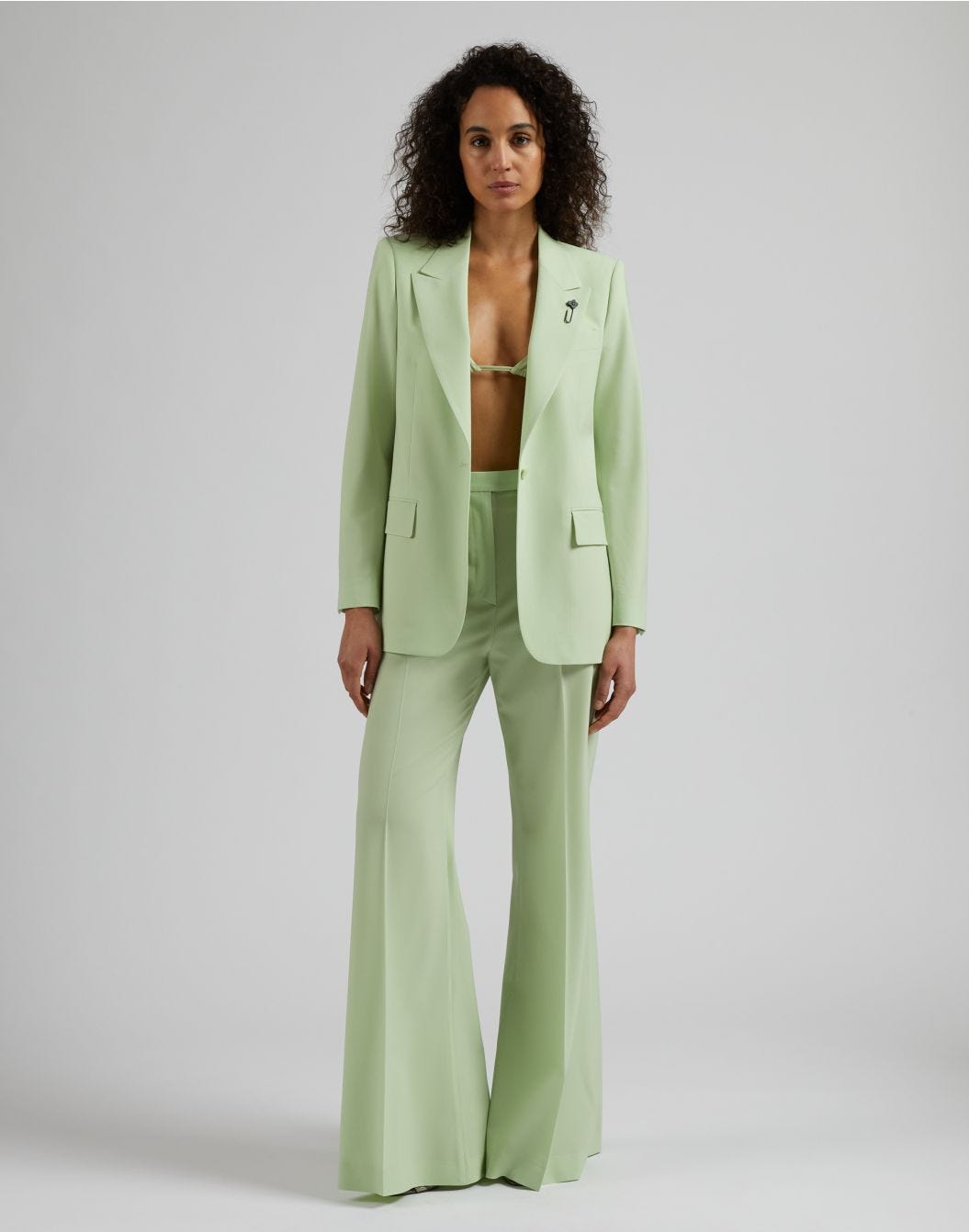 Lardini Giacca monopetto foderata in tessuto di lana stretch verde Negozio