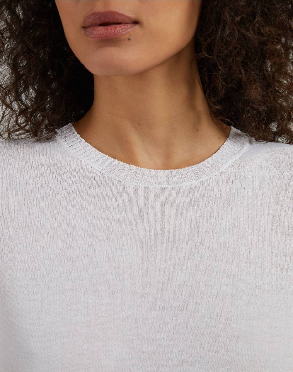 Lardini Maglia girocollo bianca in pregiato filato di viscosa In Saldo