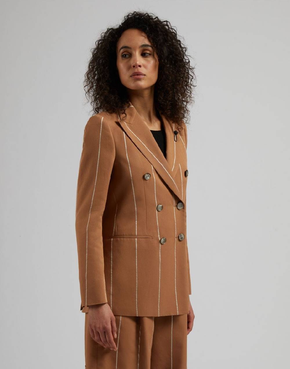 Lardini Blazer doppiopetto ruggine in viscosa gessato largo Moda