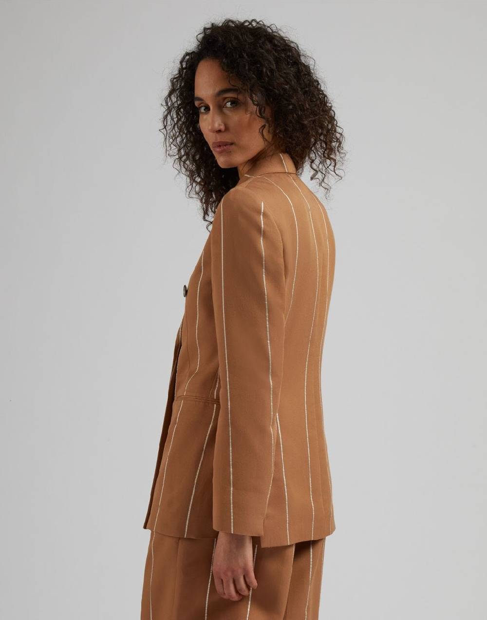 Lardini Blazer doppiopetto ruggine in viscosa gessato largo Moda