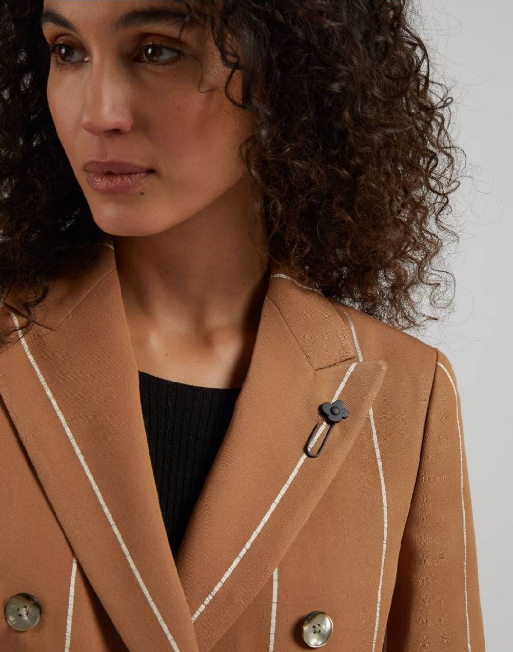 Lardini Blazer doppiopetto ruggine in viscosa gessato largo Moda