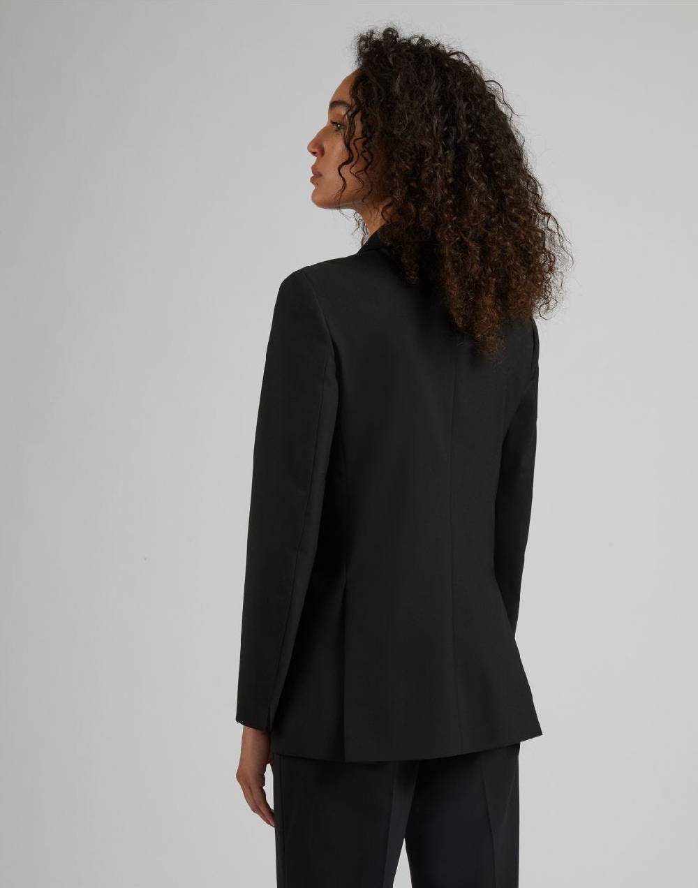 Lardini Blazer doppiopetto nero in tela di lana stretch 2025