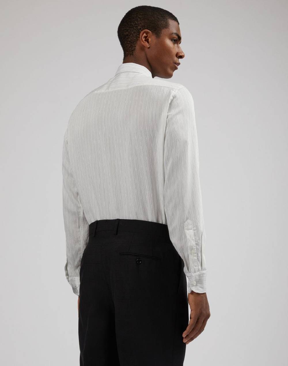 Lardini Camicia bianca a righe in popeline soft touch Italy