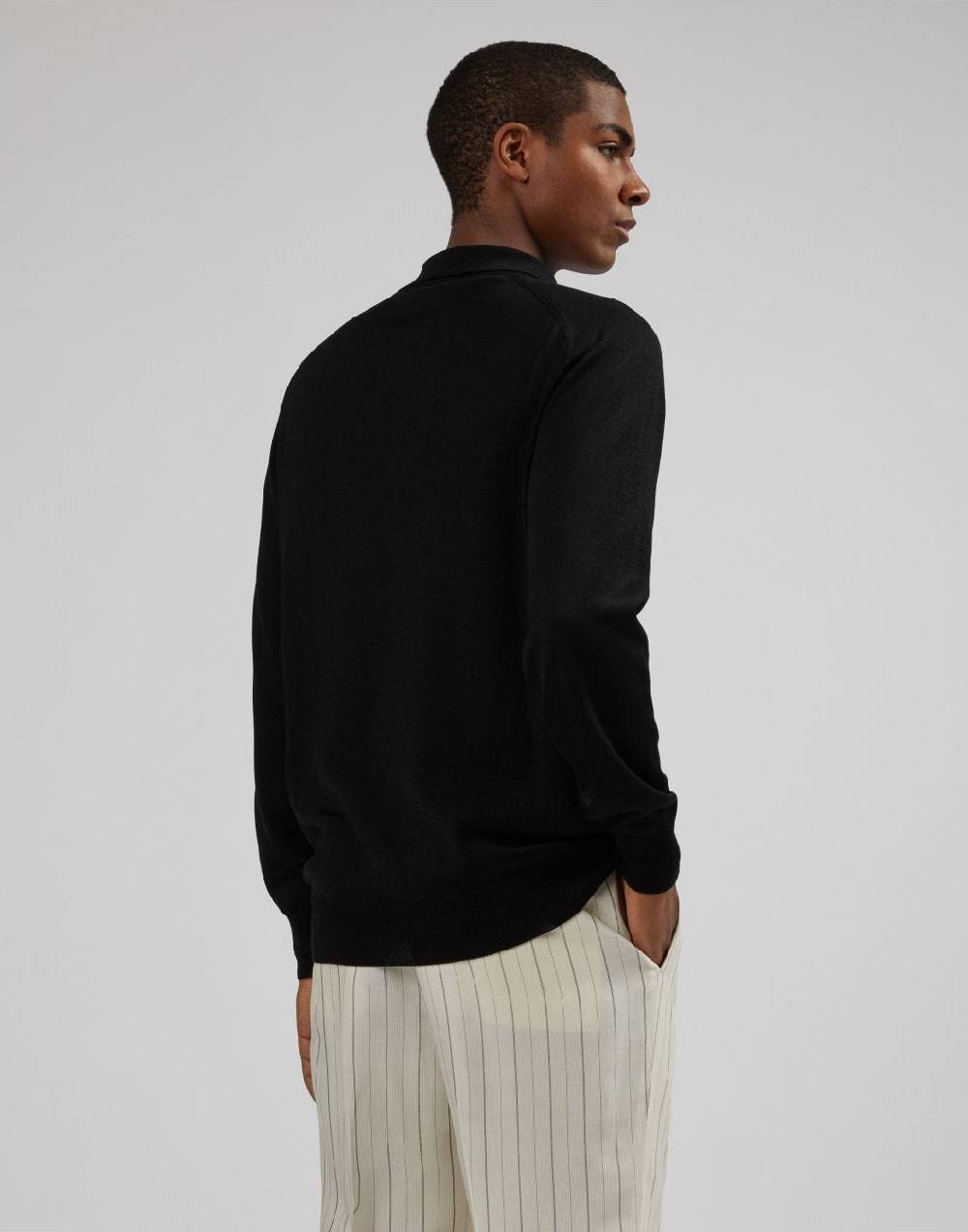 Lardini Polo a manica lunga nera In Linea