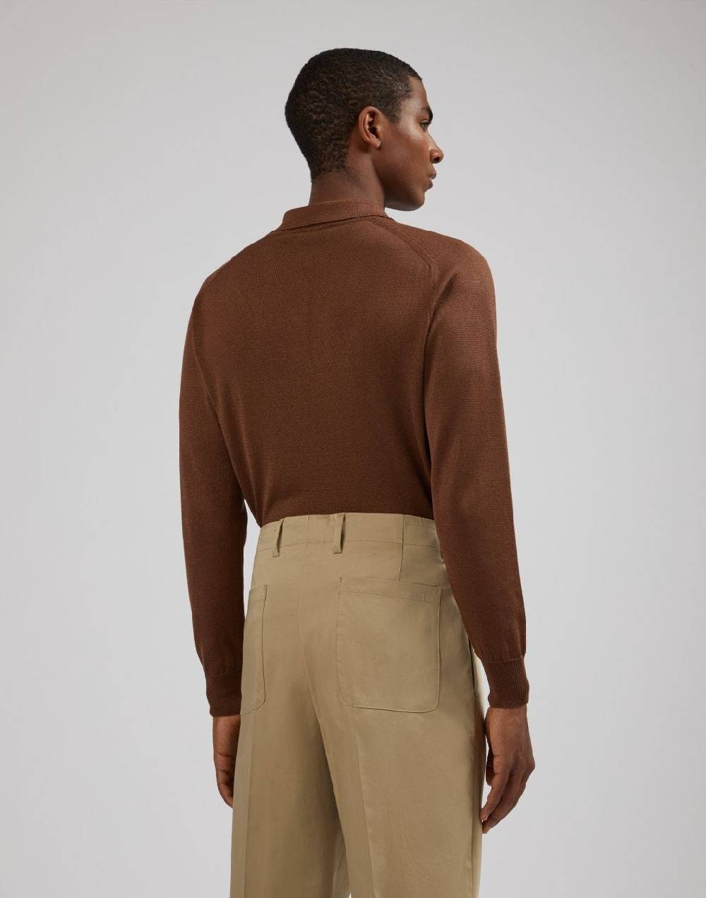 Lardini Polo a manica lunga nocciola Nuovo