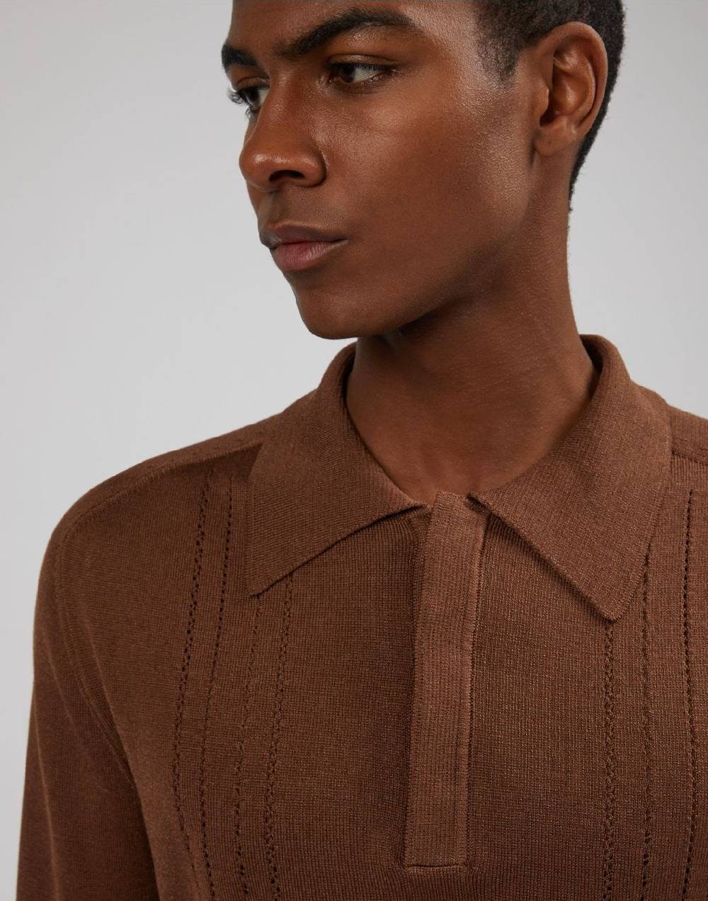 Lardini Polo a manica lunga nocciola Nuovo