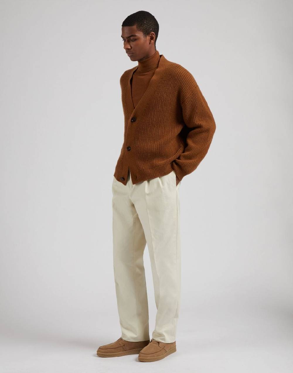 Lardini Cardigan nocciola in lana e cashmere Vendita