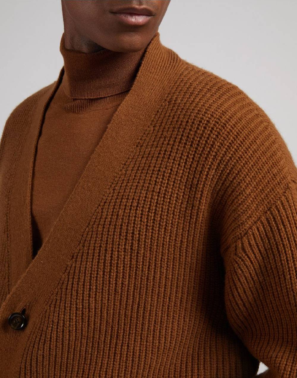 Lardini Cardigan nocciola in lana e cashmere Vendita