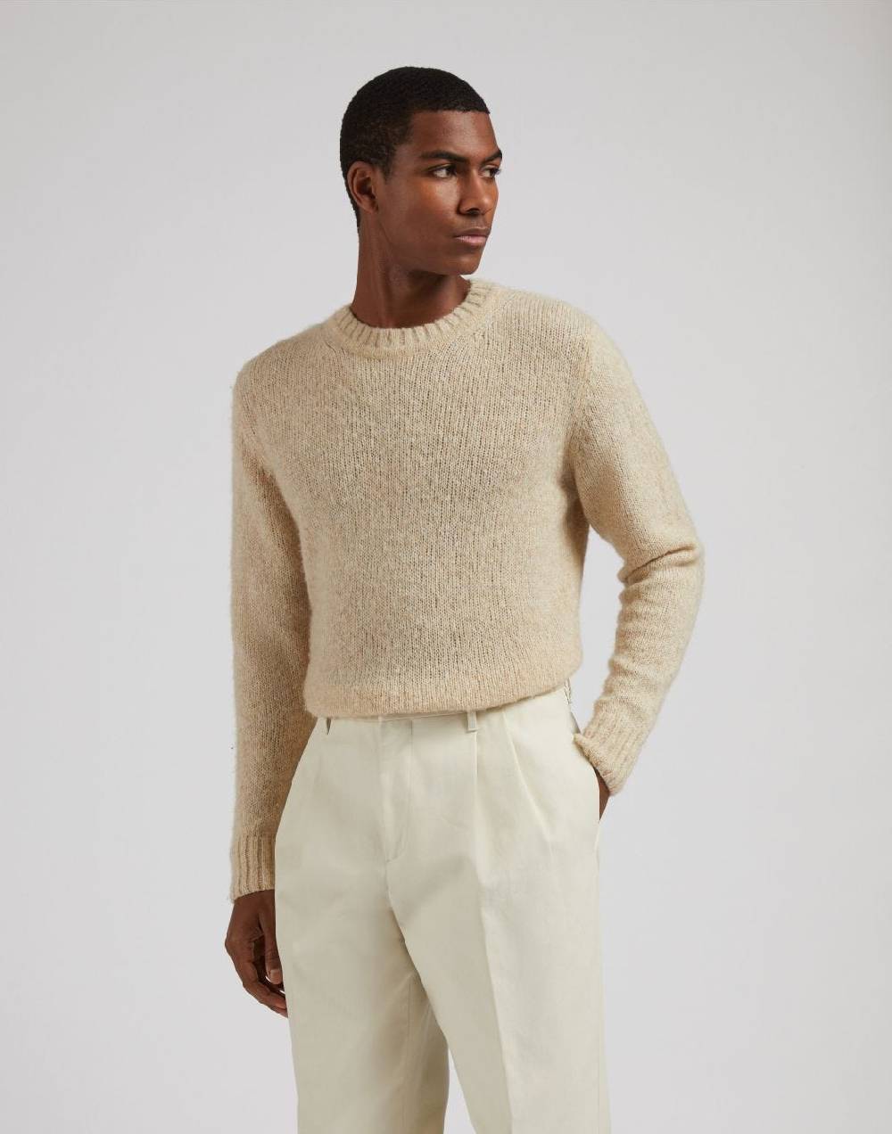 Lardini Maglia girocollo beige a manica lunga Promozione