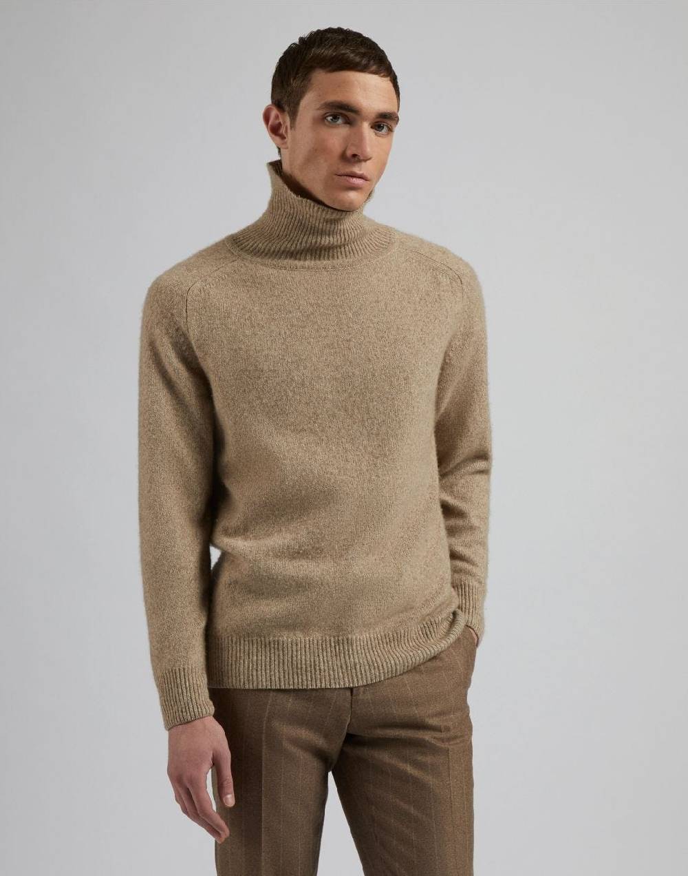 Lardini Maglia dolcevita beige in 100% puro cashmere biagioli titolo 2/11 Spedizione Gratuita