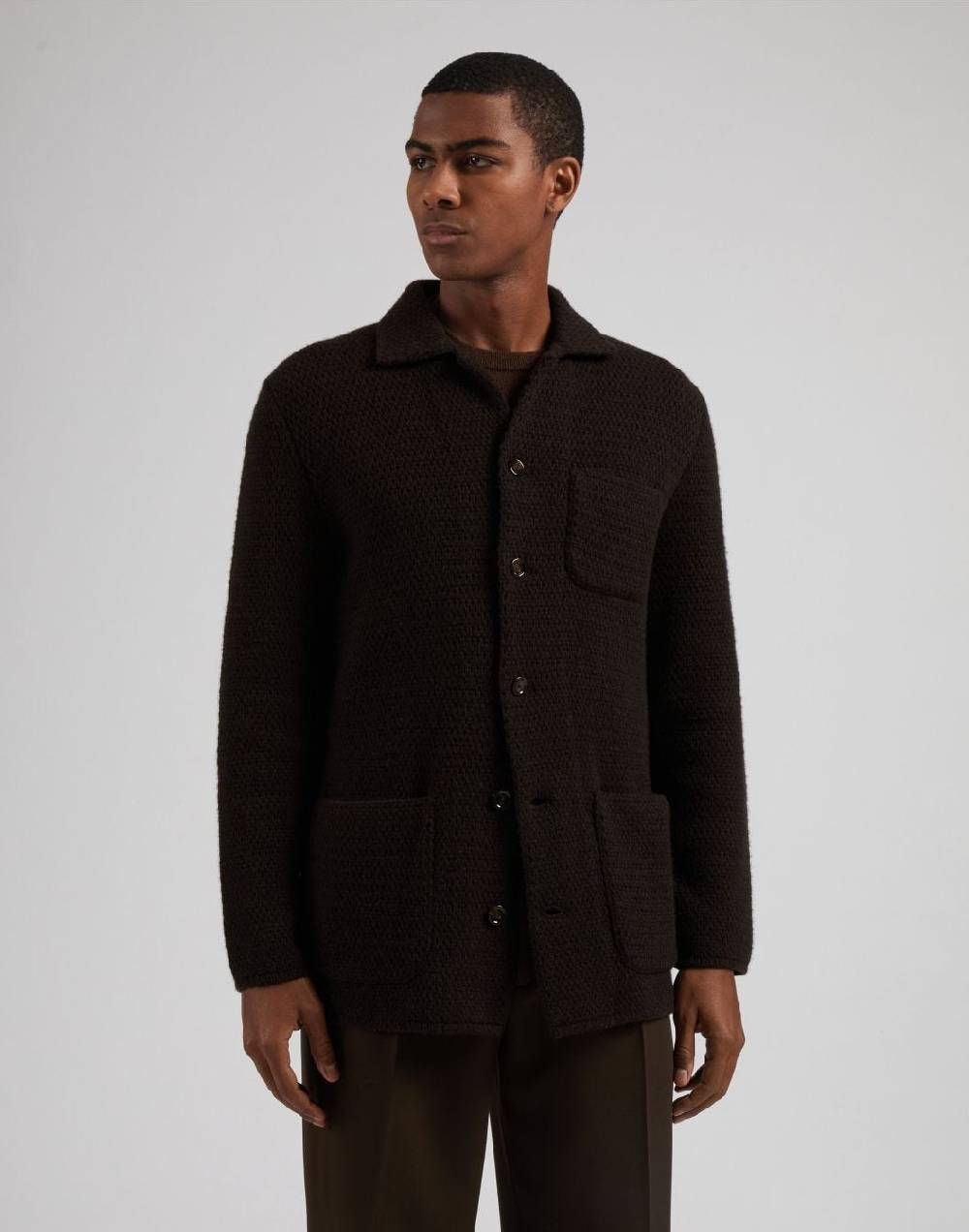 Lardini Giacca maglia marrone in 100% cashmere ecologico Limitato a 3 giorni