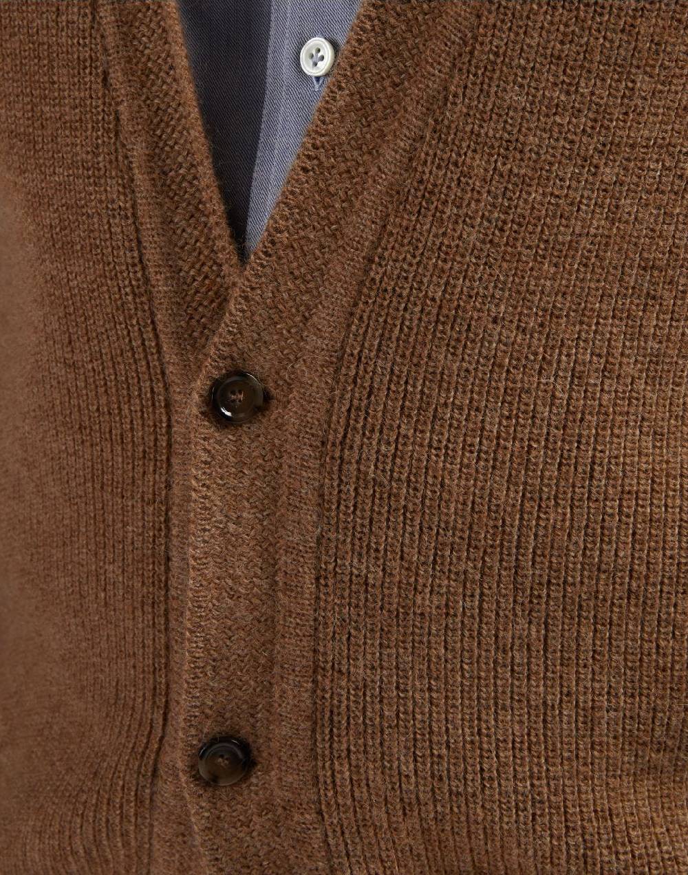 Lardini Gilet nocciola in maglia di lana bio e alpaca Promozione Limitata