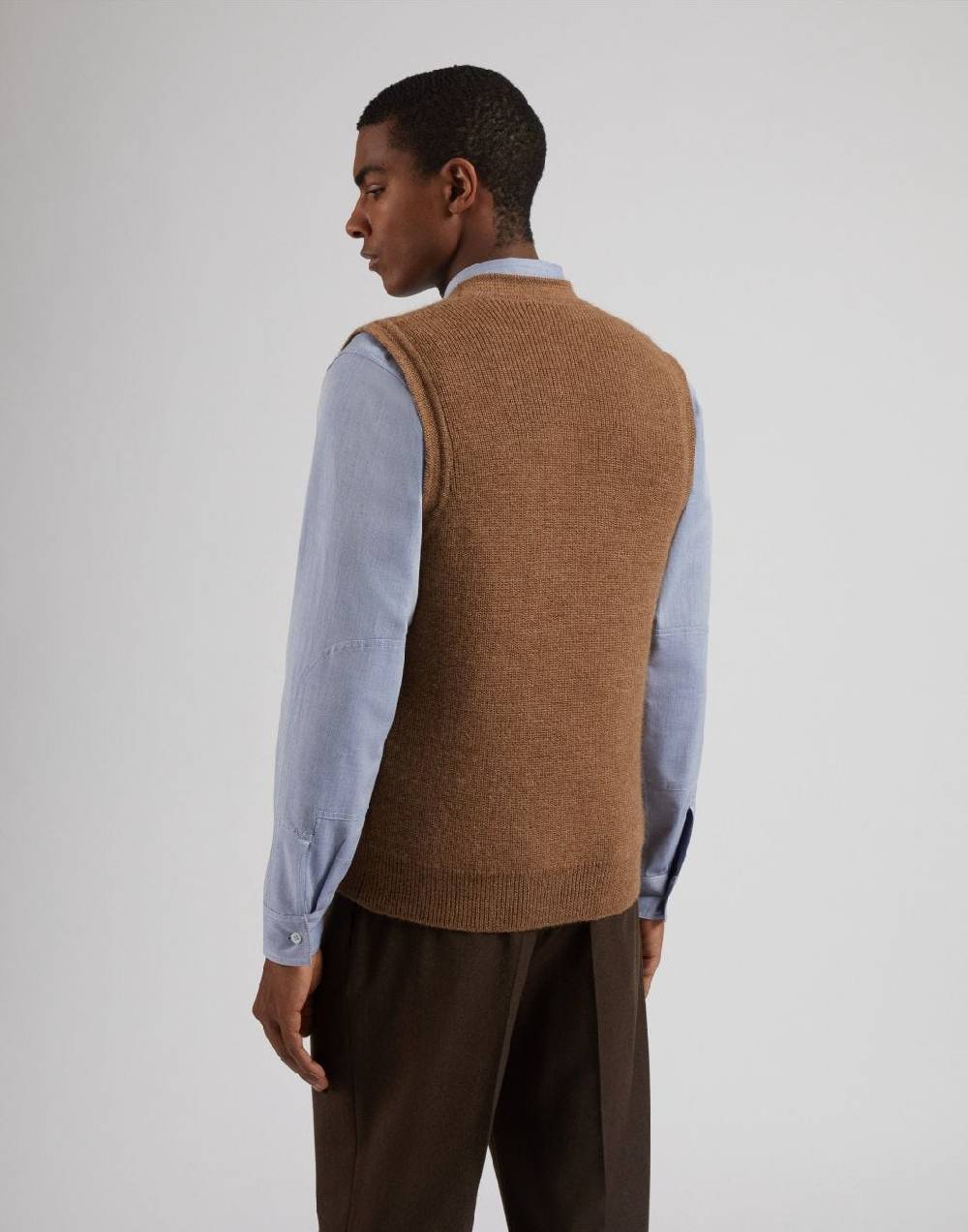Lardini Gilet nocciola in maglia di lana bio e alpaca Promozione Limitata