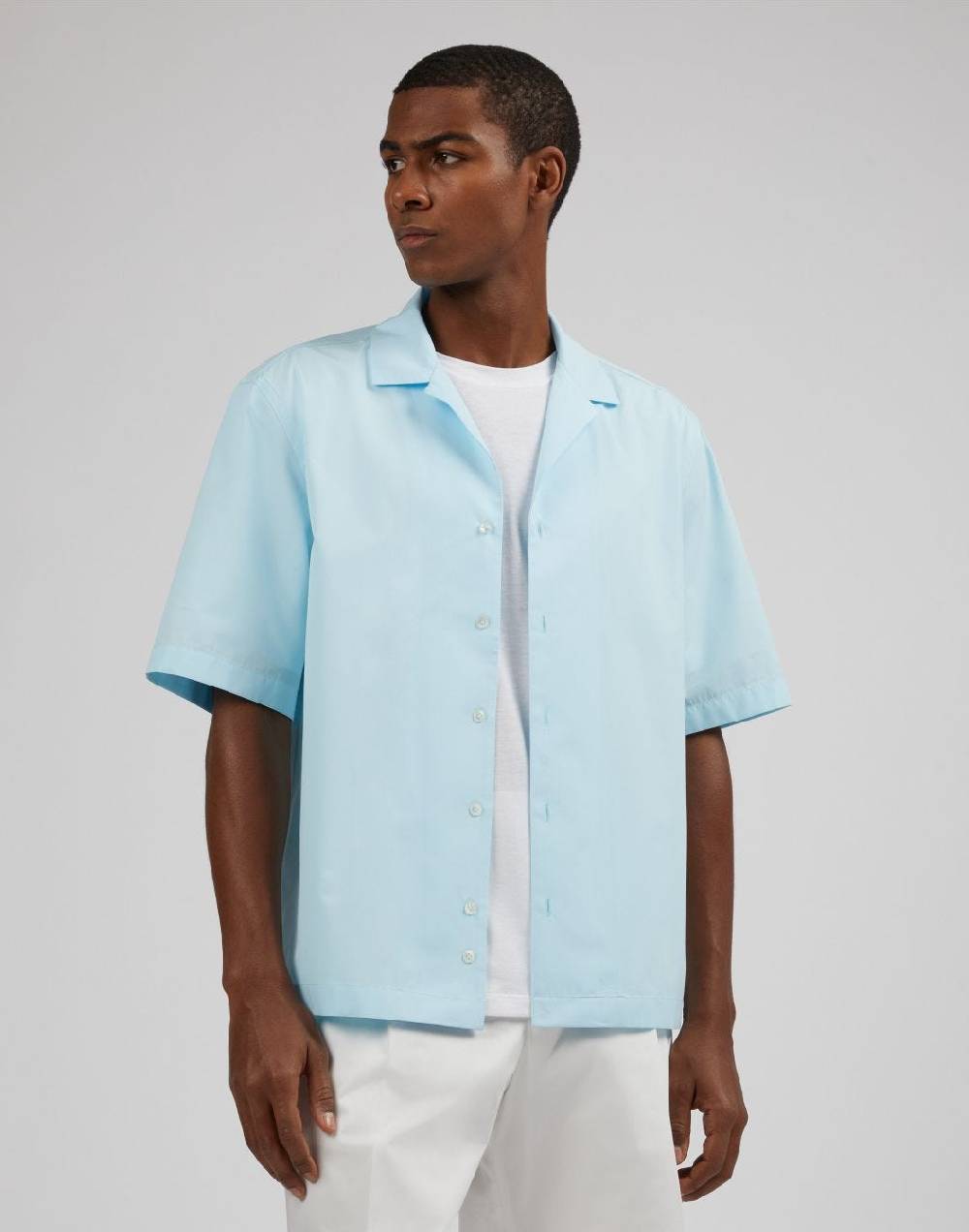 Lardini Camicia azzurra in popeline soft touch Sottocosto