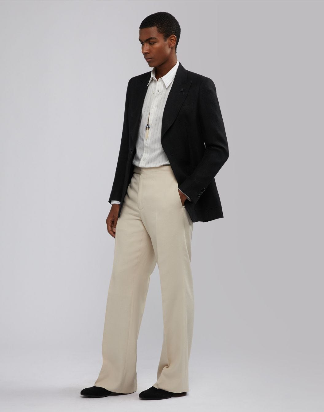 Lardini Pantalone attitude panna con fondo ampio Presa