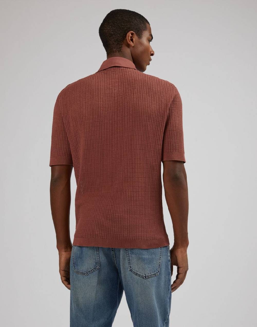 Lardini Polo rossa con lavorazione a punto traforato Sconto