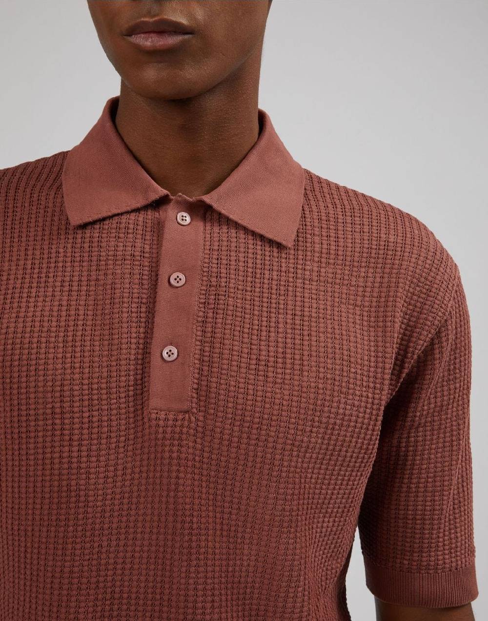Lardini Polo rossa con lavorazione a punto traforato Sconto