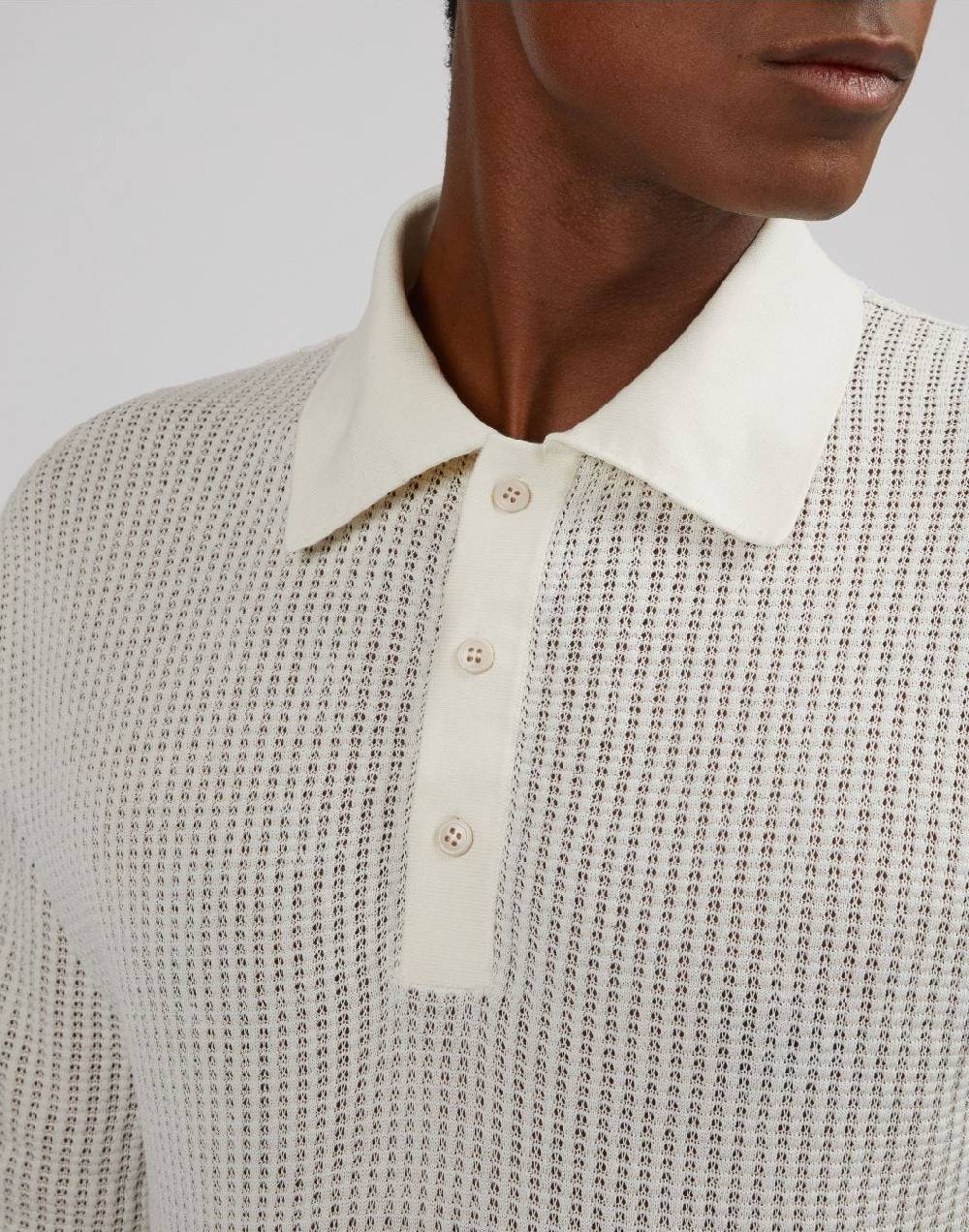 Lardini Polo bianca con lavorazione a punto traforato Offerta