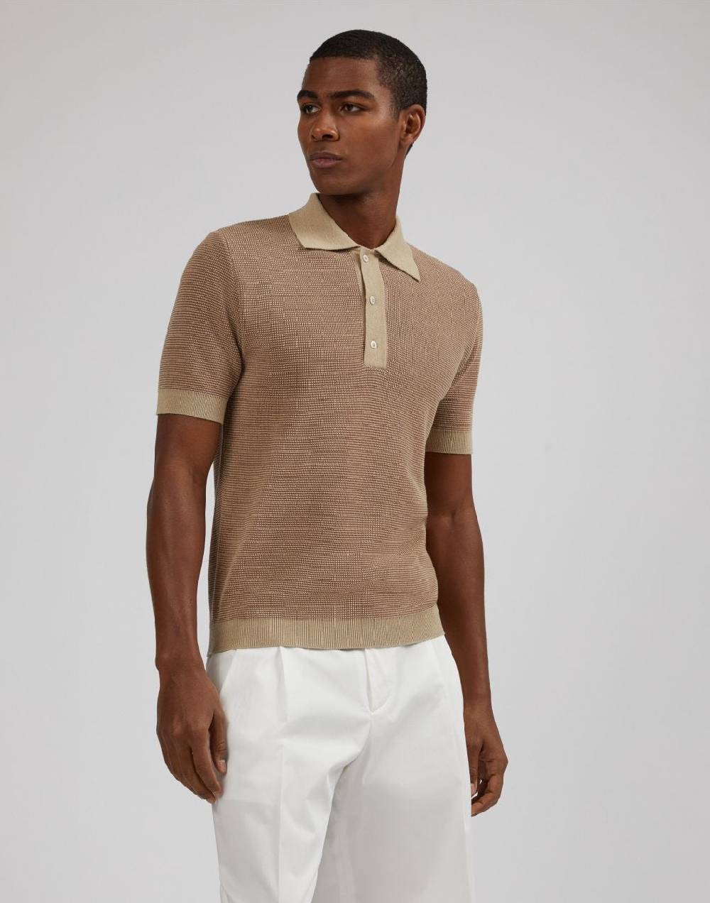 Lardini Polo bicolore con lavorazione jacquard Economico