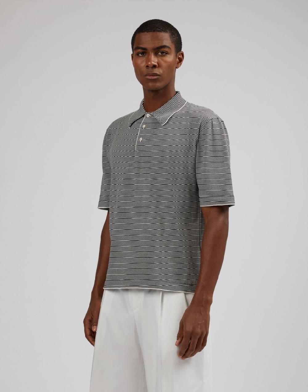 Lardini Polo in cotone crêpe jacquard bicolore Online