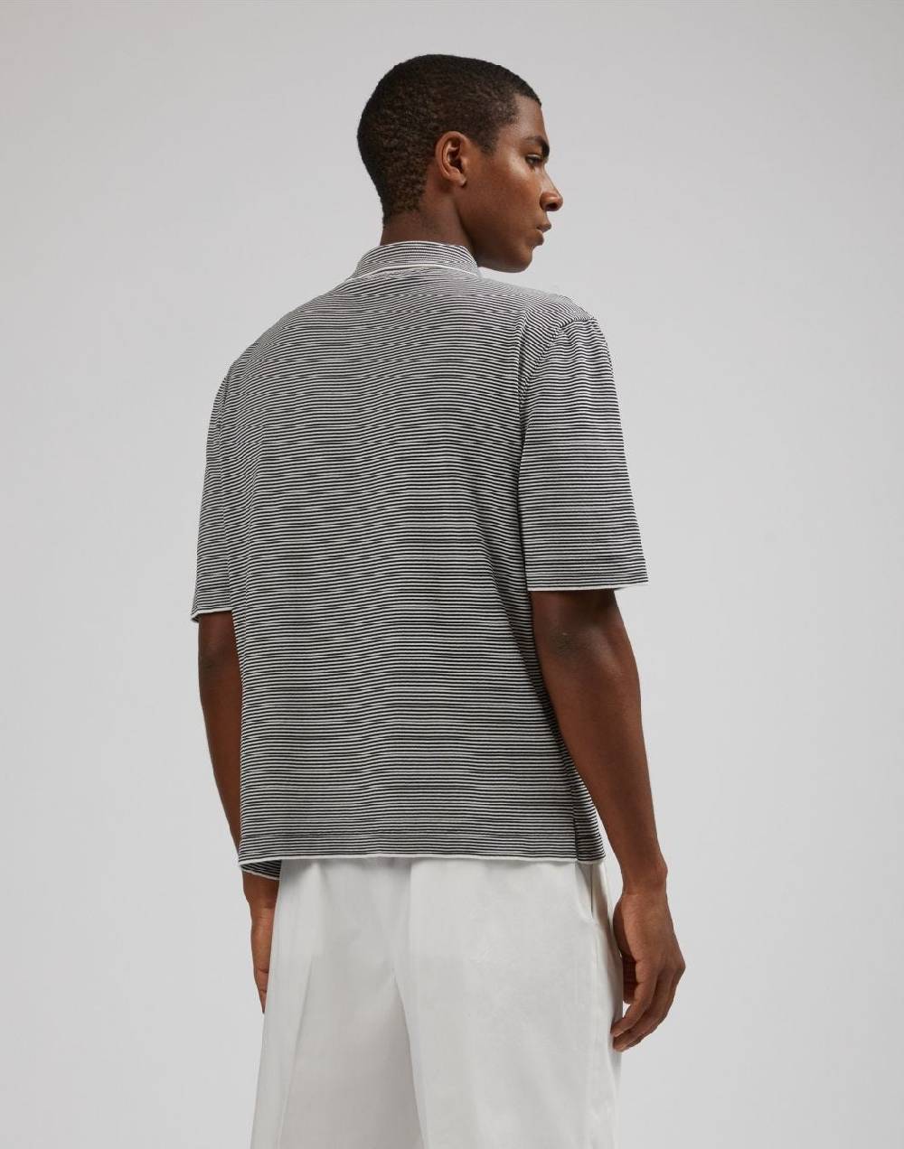 Lardini Polo in cotone crêpe jacquard bicolore Online