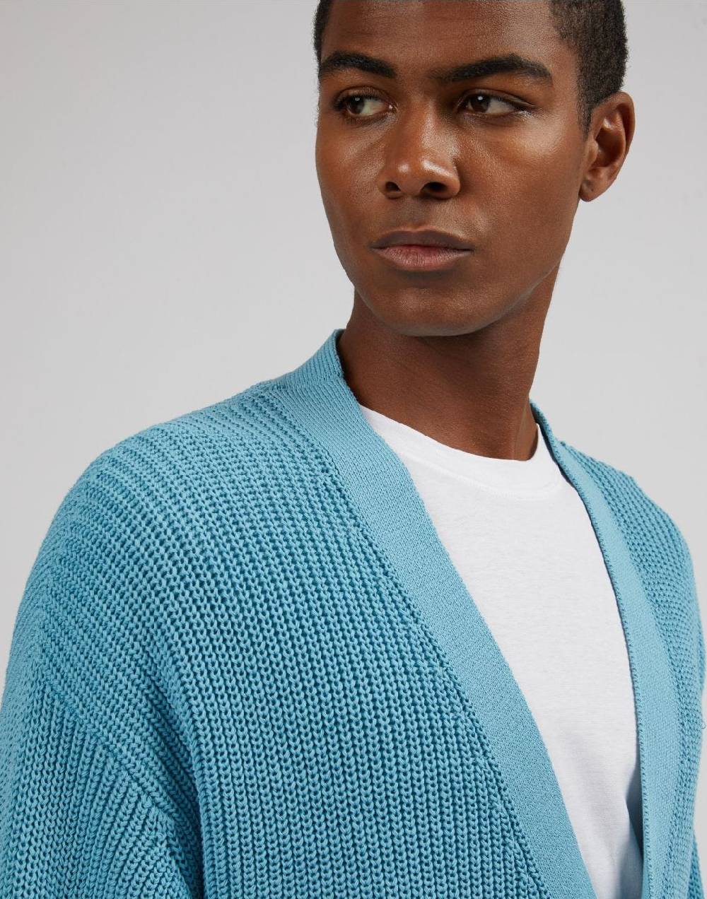 Lardini Cardigan azzurro in cotone crêpe a coste Outlet