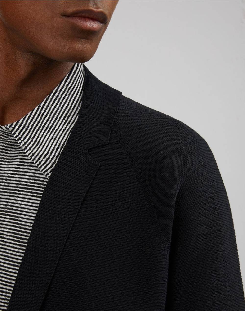 Lardini Giacca maglia nera con maglia rasata Spedizione Gratuita