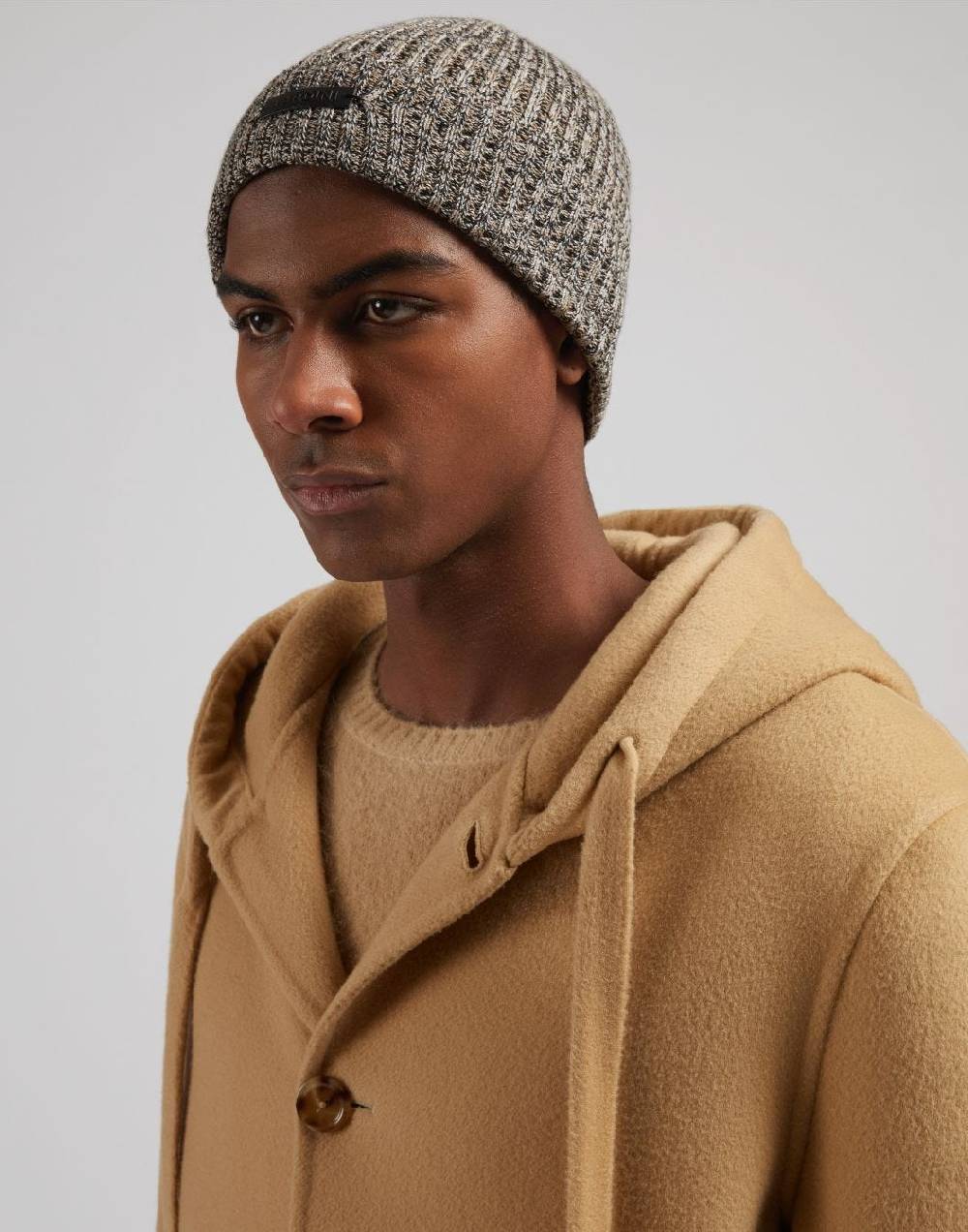 Lardini Berretto in lana merino 3 colori con lavorazione a coste Vendita Calda