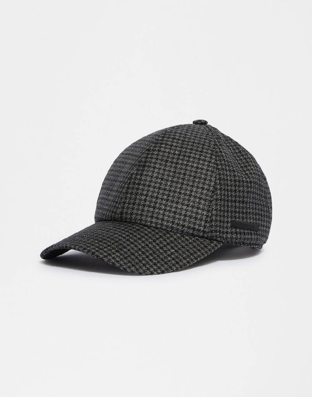 Lardini Cappello baseball in lana con disegno damier grigio-nero Vendita Economica