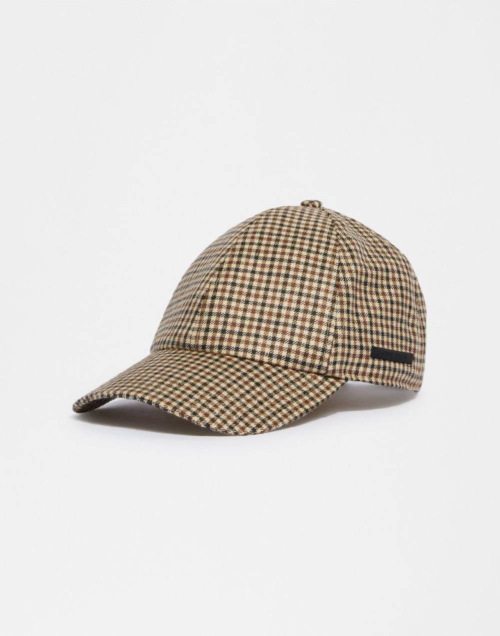 Lardini Cappello baseball in lana con disegno damier beige-marrone Saldi Di Fabbrica