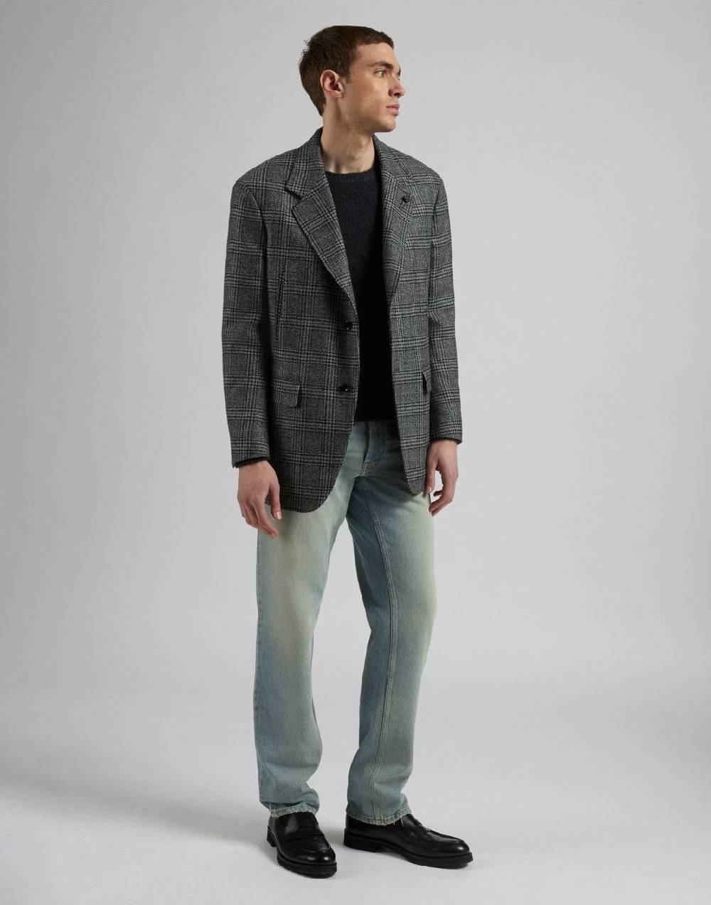 Lardini Giaccone monopetto in labswool di lana cashmere fantasia grigo-nero I Più Venduti