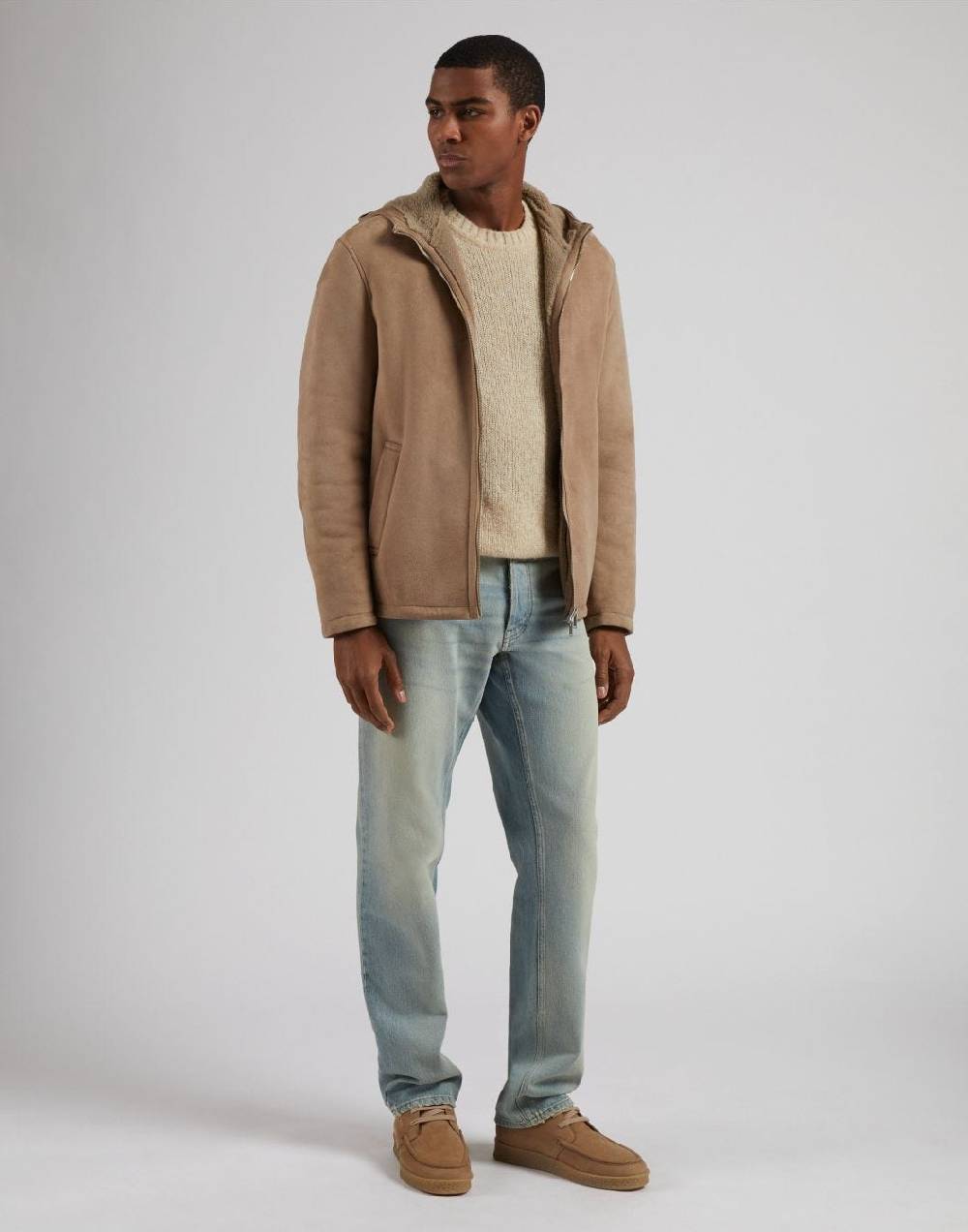 Lardini Giubbino con cappuccio in pelle di montone merino nocciola Vendite Flash