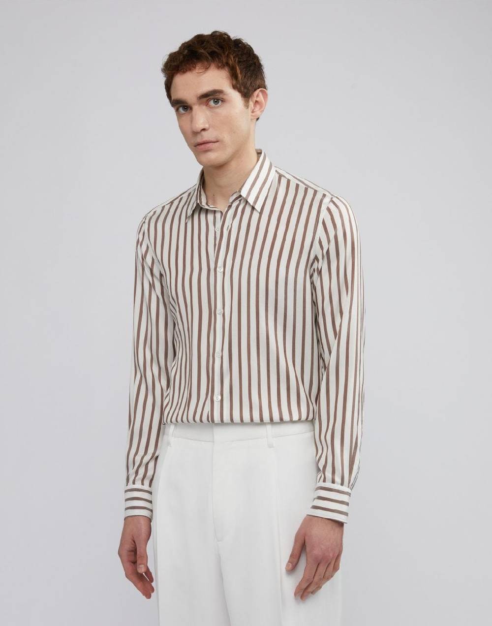 Lardini Camicia in seta con disegno riga Nuovo