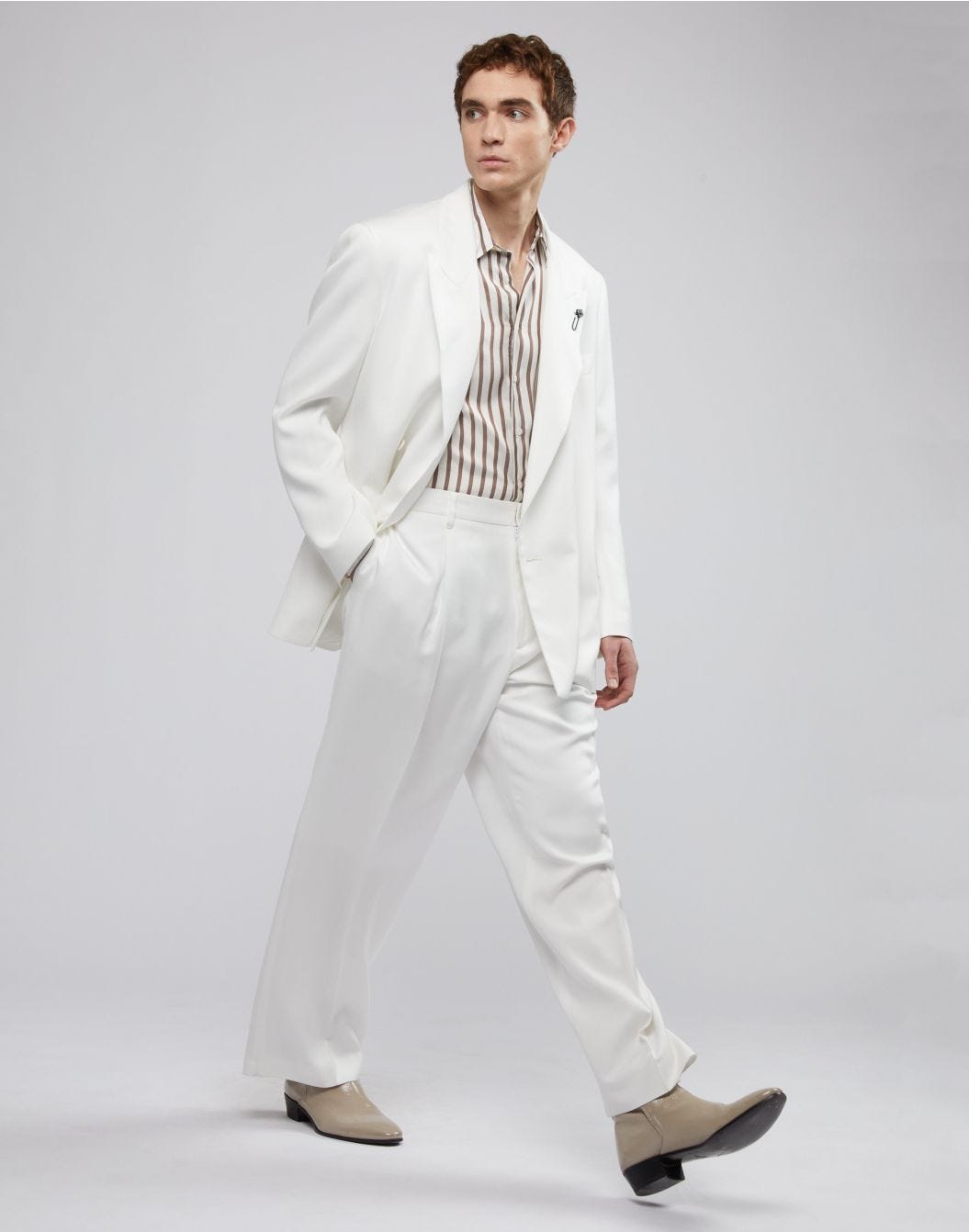 Lardini Camicia in seta con disegno riga Nuovo