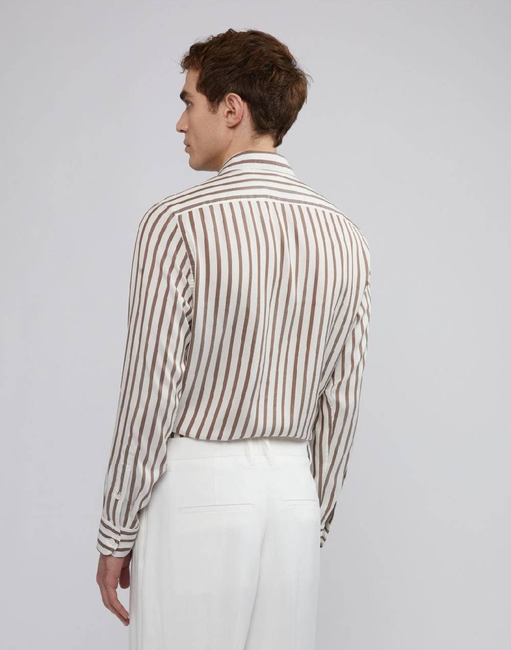 Lardini Camicia in seta con disegno riga Nuovo