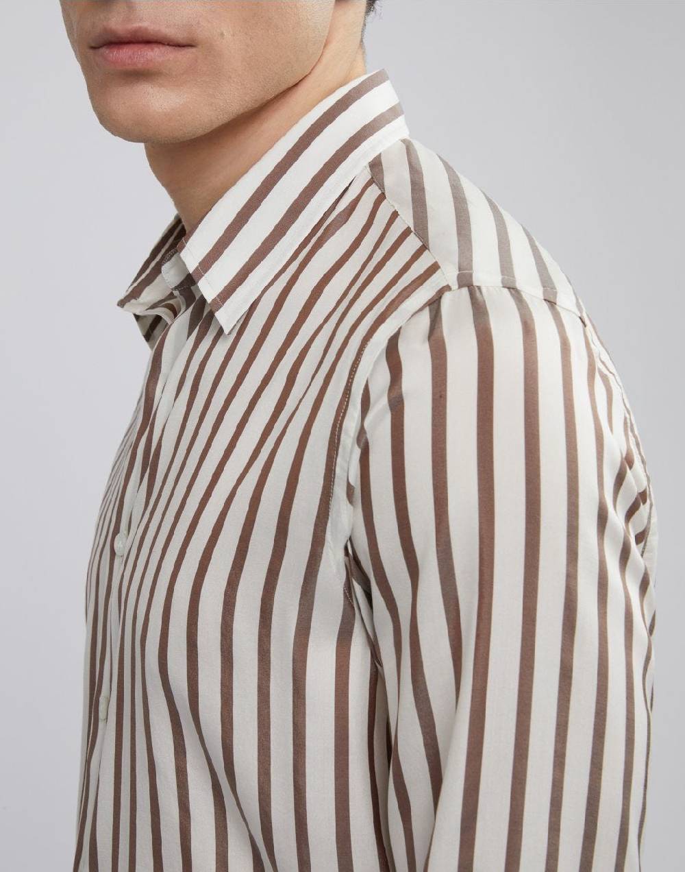 Lardini Camicia in seta con disegno riga Nuovo