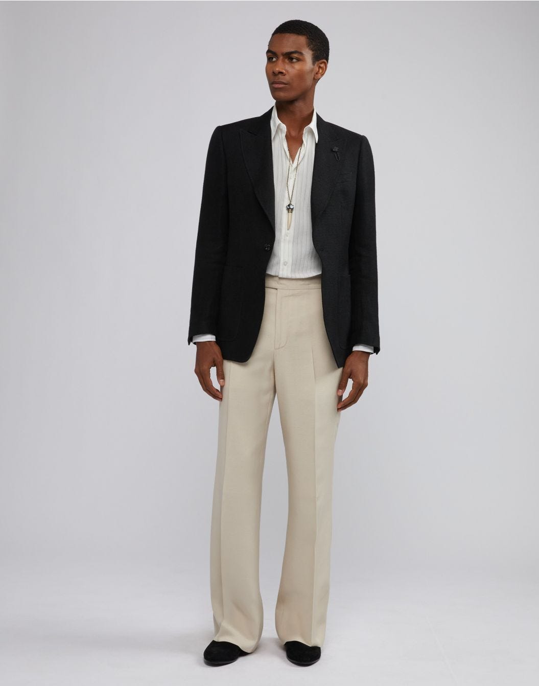 Lardini Camicia bianca a righe con collo italiano Qualità