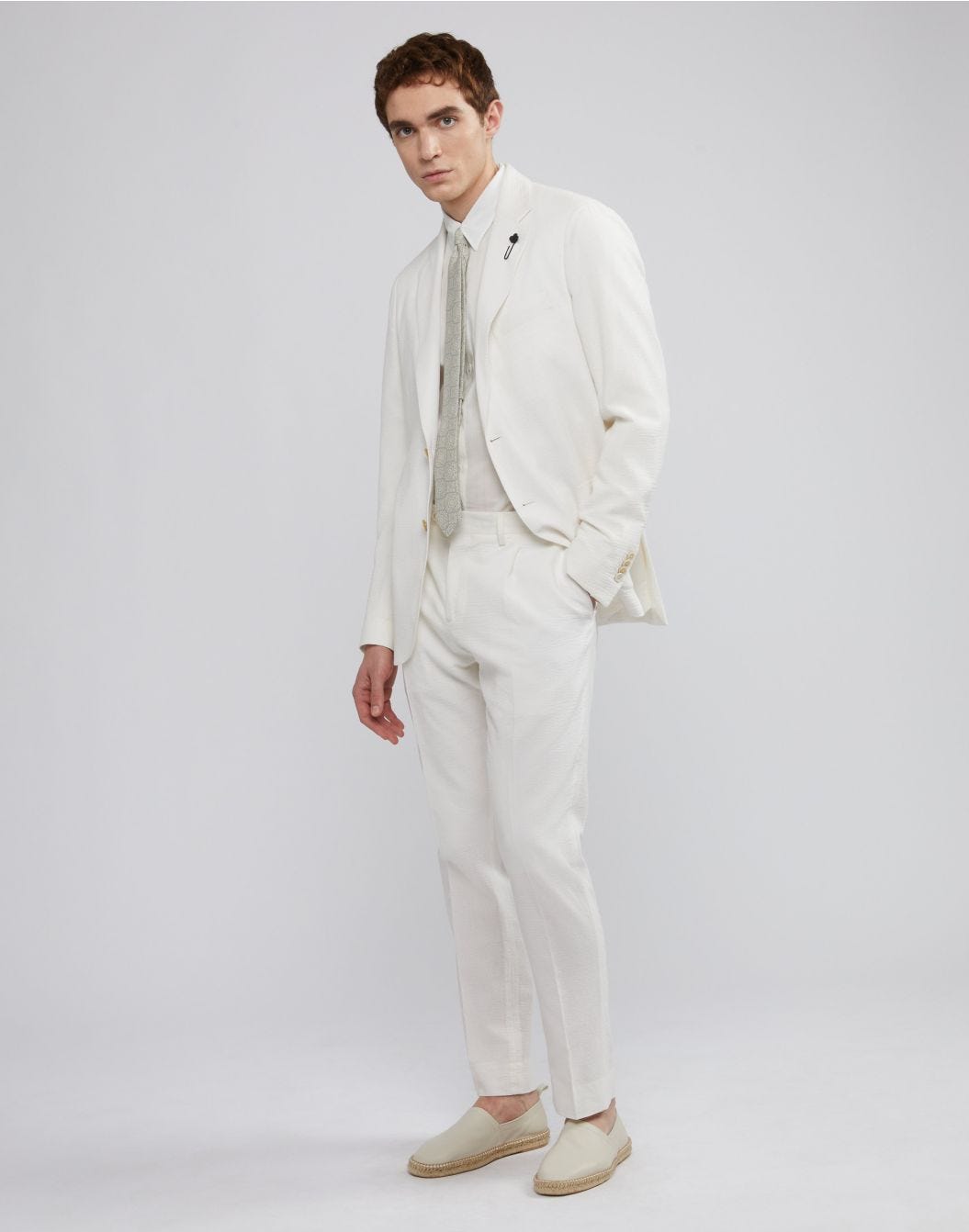 Lardini Camicia bianca con collo italiano in voile Vendita