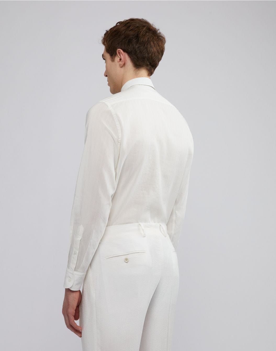Lardini Camicia bianca con collo italiano in voile Vendita