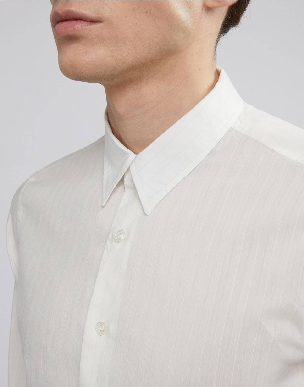 Lardini Camicia bianca con collo italiano in voile Vendita