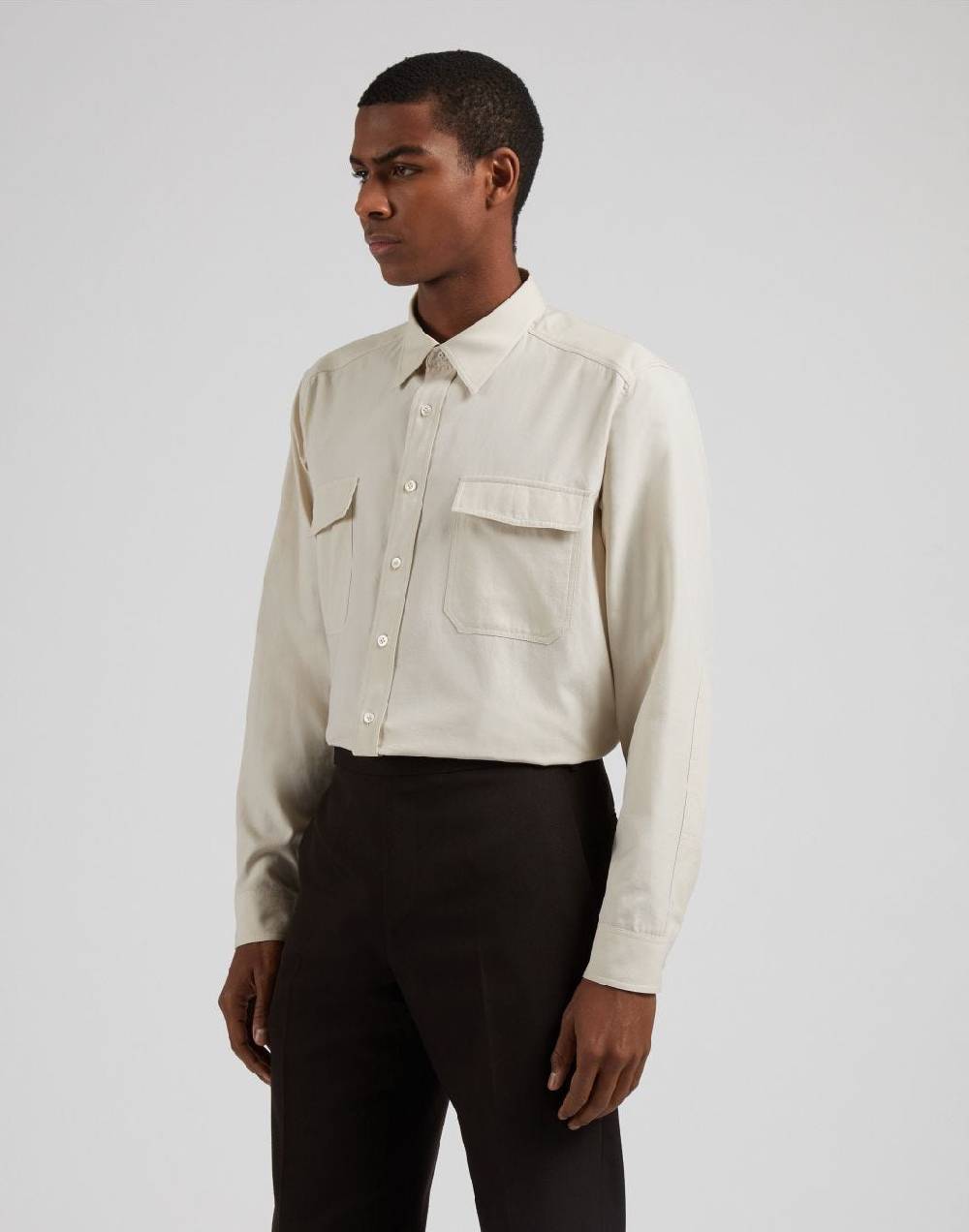 Lardini Camicia relaxed panna in twill di cotone washed Promozione Limitata