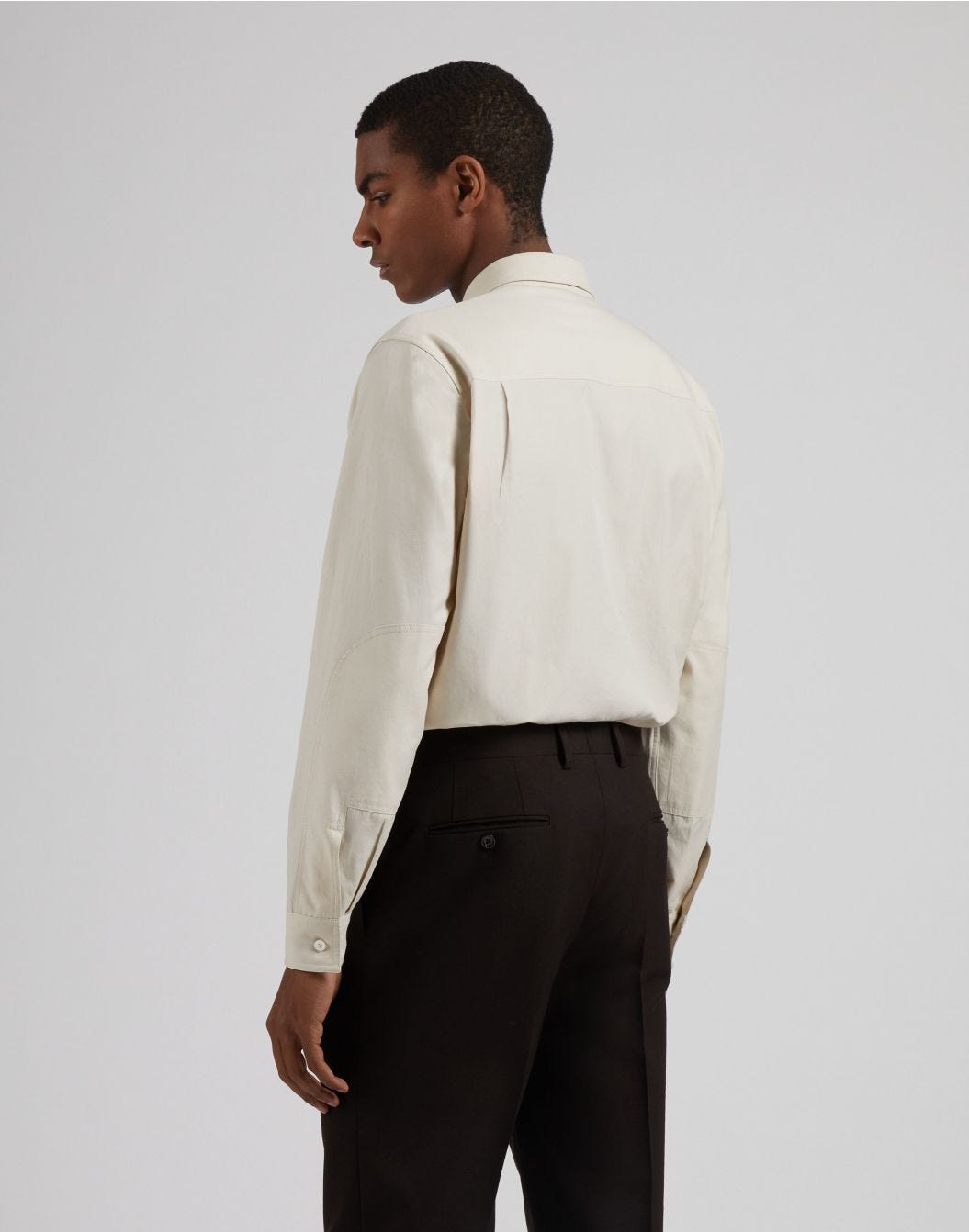 Lardini Camicia relaxed panna in twill di cotone washed Promozione Limitata