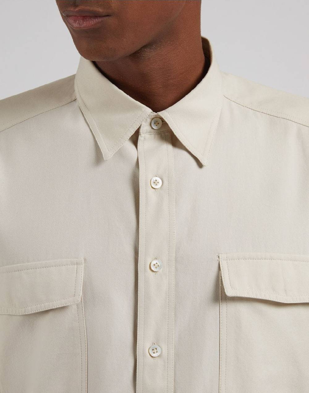 Lardini Camicia relaxed panna in twill di cotone washed Promozione Limitata