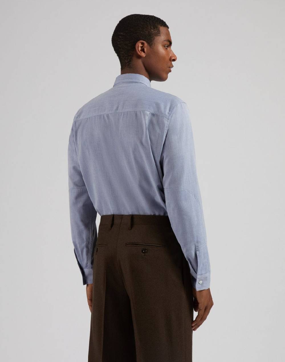 Lardini Camicia relaxed celeste in twill di cotone misto lana Fino Al -60%