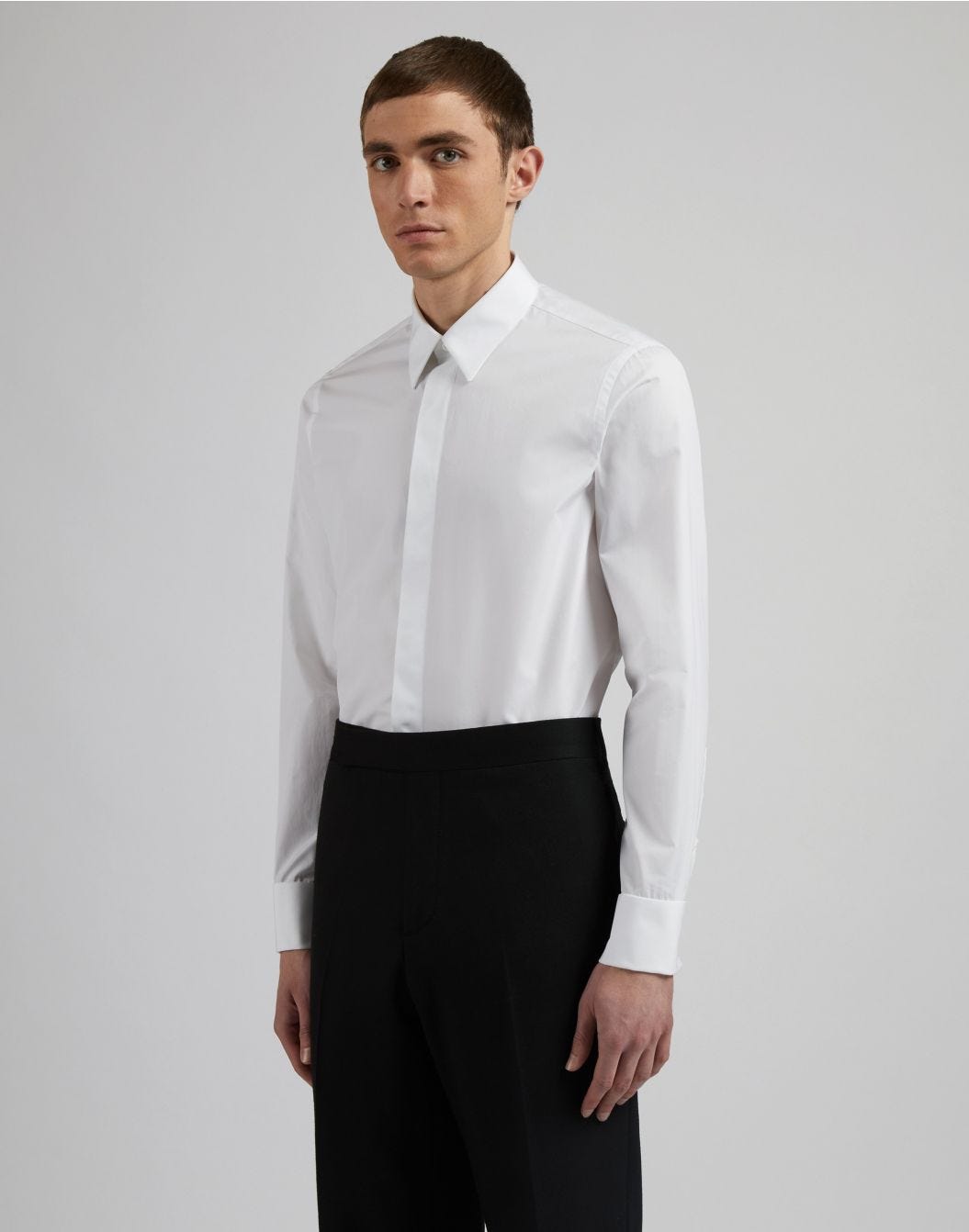 Lardini Camicia bianca in popeline di cotone con finta davanti Affare Del Giorno