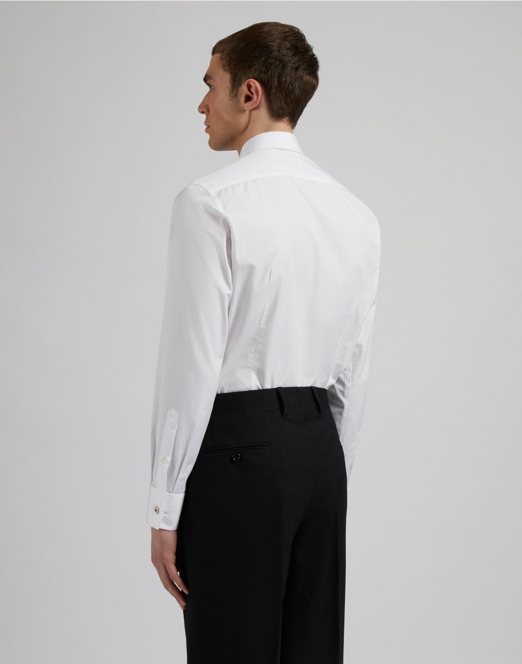 Lardini Camicia bianca in popeline di cotone con finta davanti Affare Del Giorno
