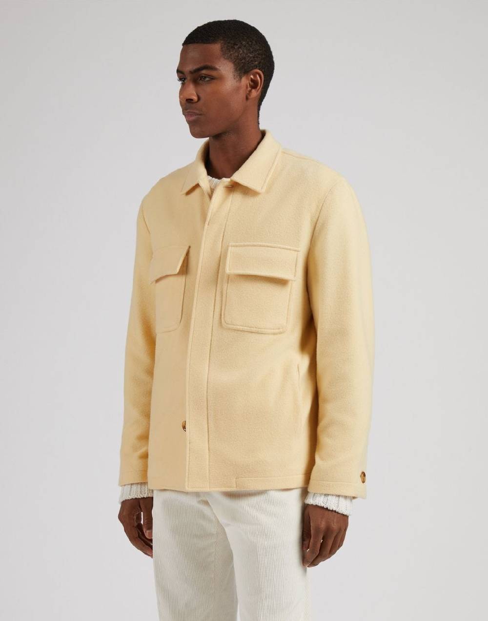 Lardini Giacca camicia gialla in panno lana e cashmere Convenienza