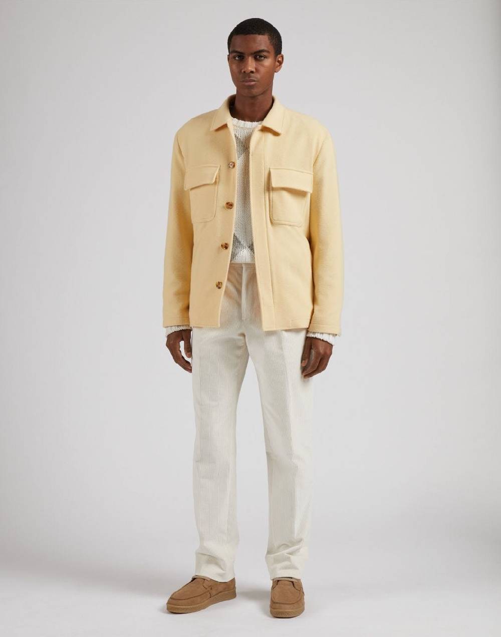 Lardini Giacca camicia gialla in panno lana e cashmere Convenienza