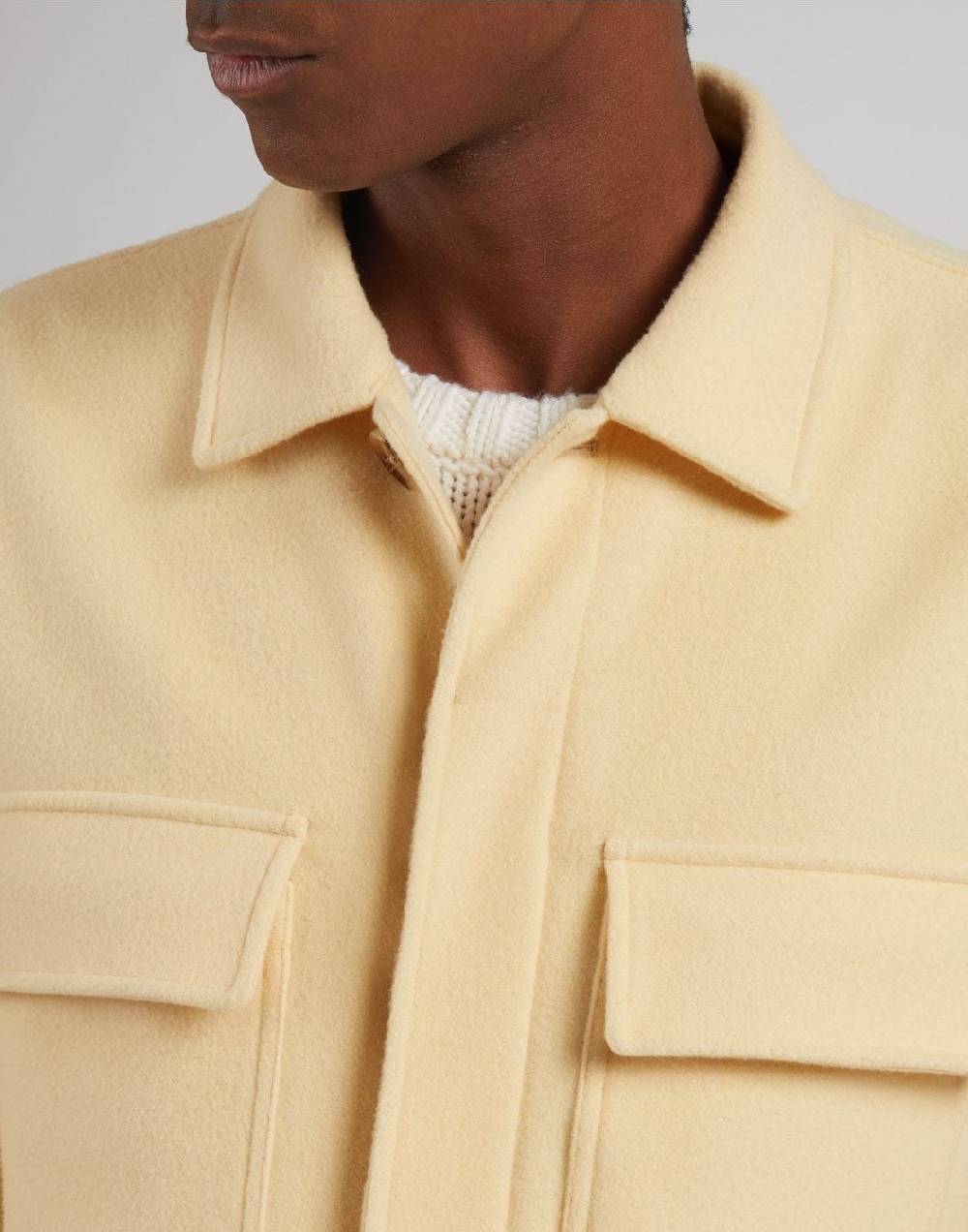 Lardini Giacca camicia gialla in panno lana e cashmere Convenienza
